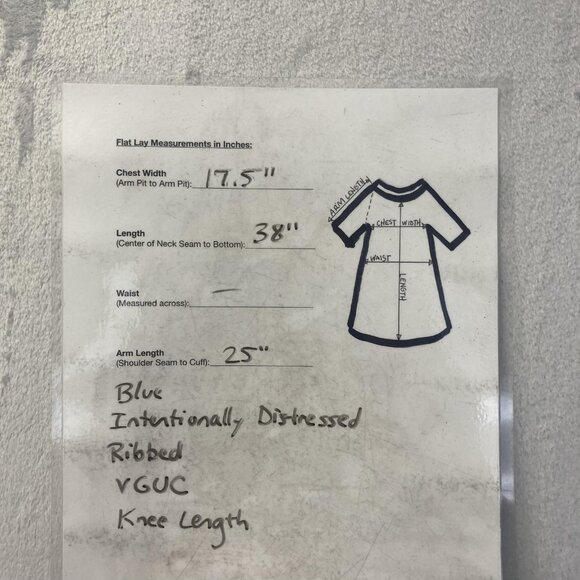 ABLE Waffle Knit Long Sleeve Dress Sz Medium Distressed Boho Anthropologie Blue - Picture 7 of 14